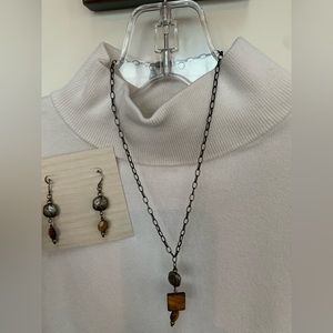 Silpada Sterling Silver Tiger’s Eye Necklace & Earring Set N1336